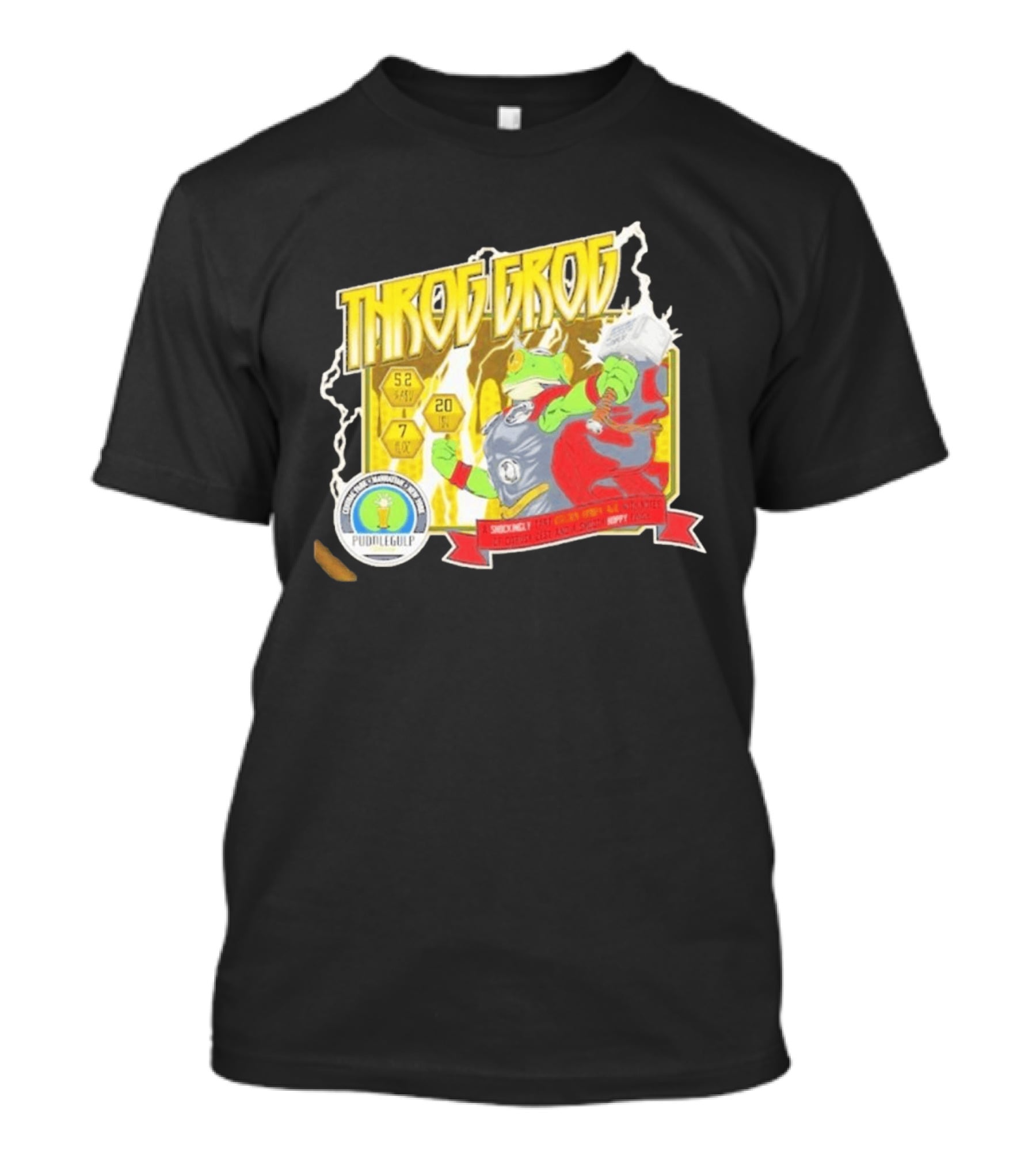Throg Grog Puddle Gulp Superhero Frog Lightning Hammer Comic T-Shirt