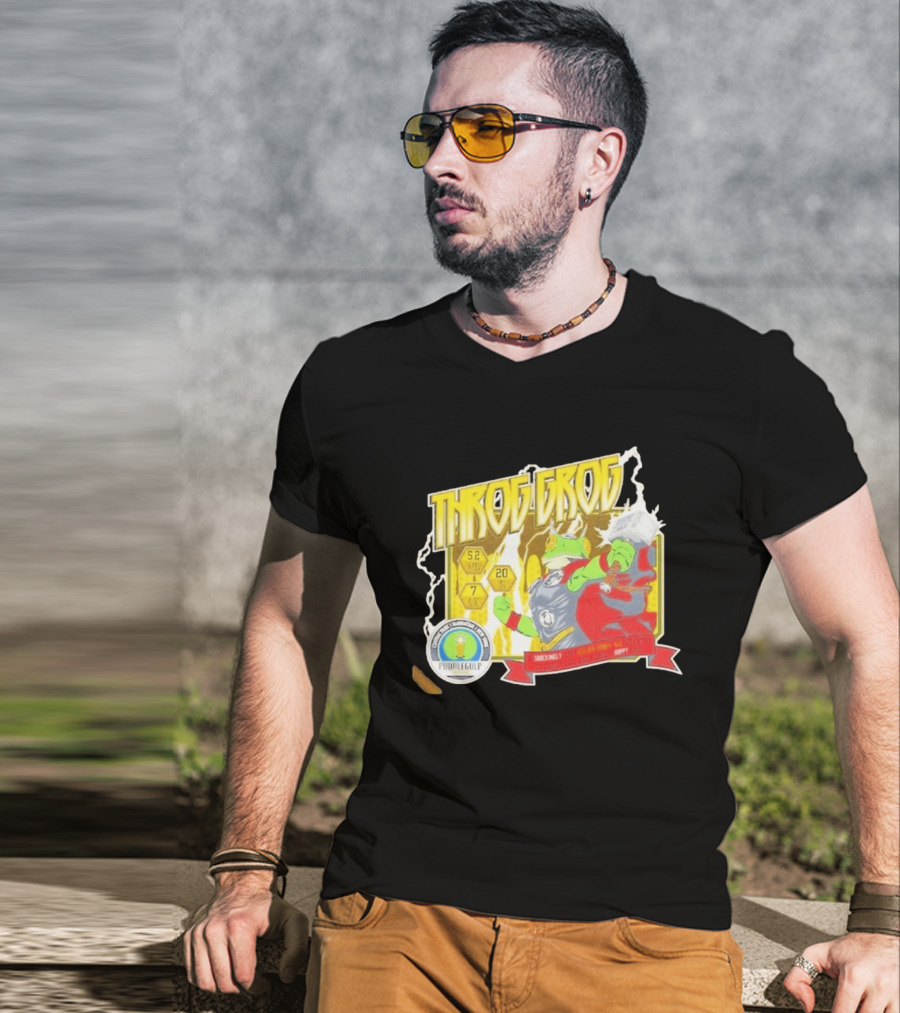 Throg Grog Puddle Gulp Superhero Frog Lightning Hammer Comic T-Shirt