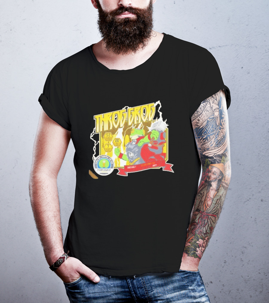 Throg Grog Puddle Gulp Superhero Frog Lightning Hammer Comic T-Shirt
