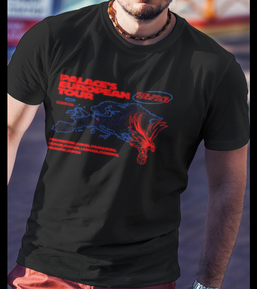 Crystal Palace European Tour 25 26 The Final Football Club Badge Winged Lion T-Shirt