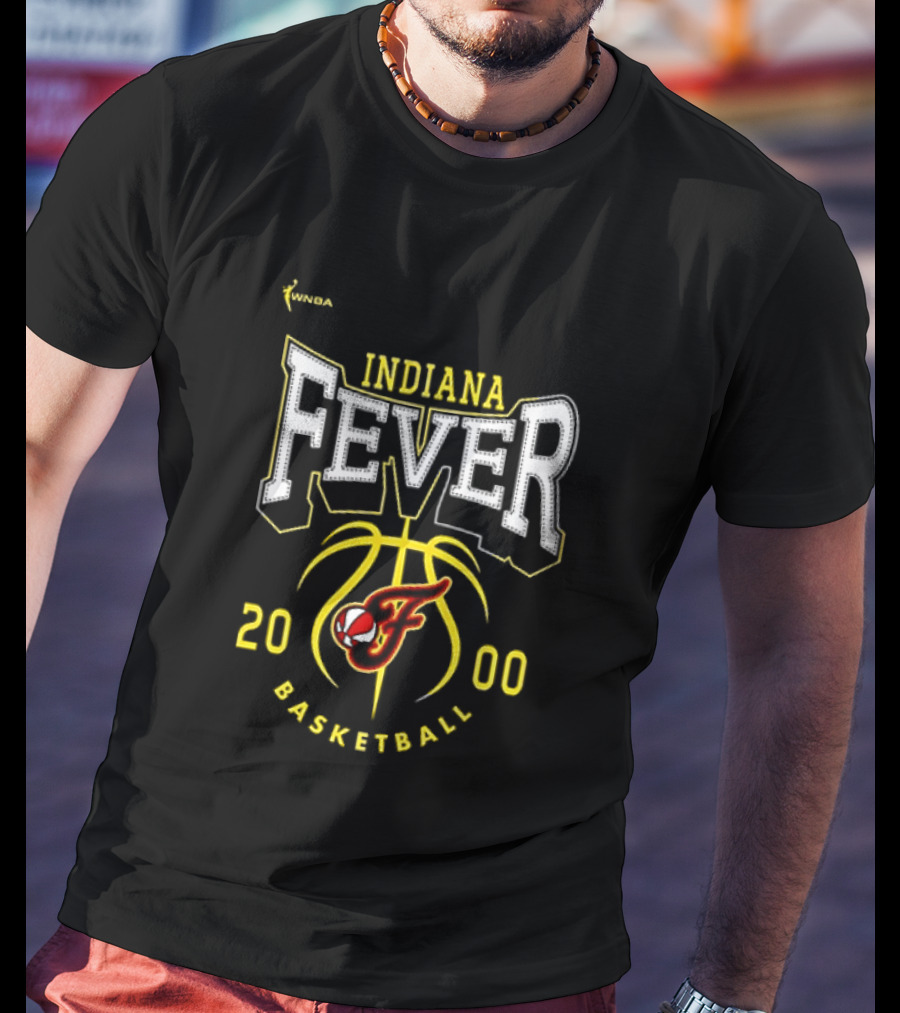 Indiana Fever Basketball 2000 Team Logo Yellow And Red T-Shirt