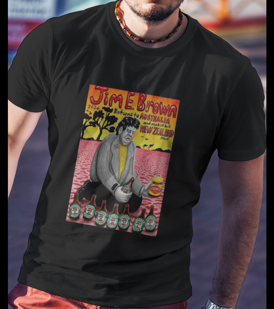 Jim E. Brown 2026 Returns To Australia New Zealand Debut Vegemite T-Shirt