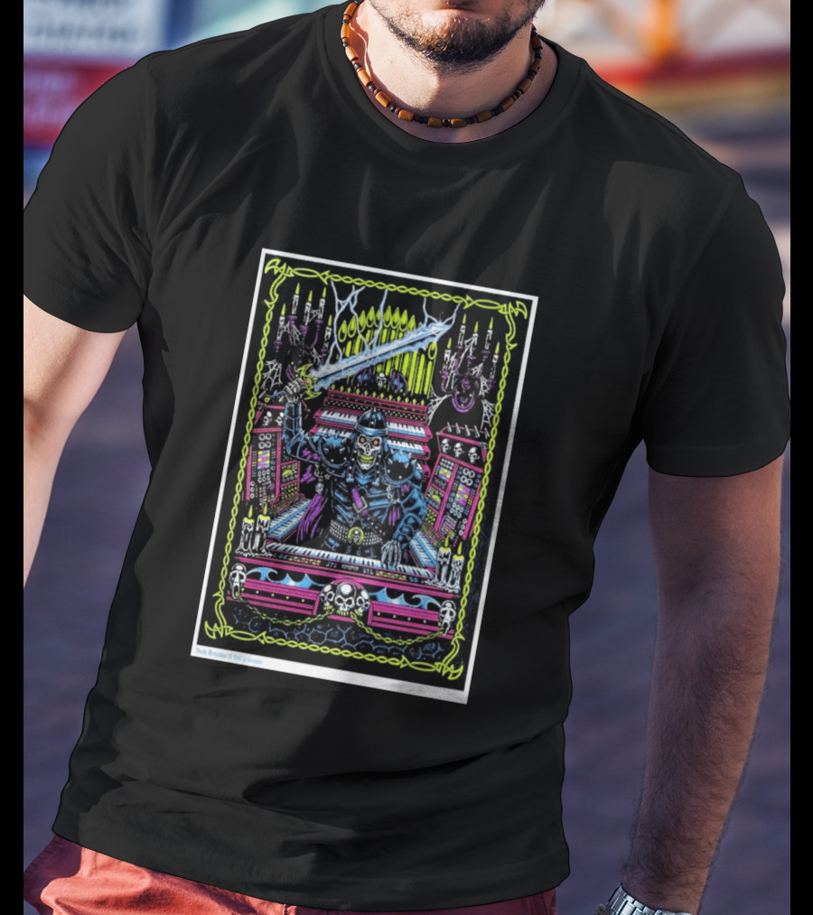 Out Of Season Skeleton Warrior Organist T-Shirt