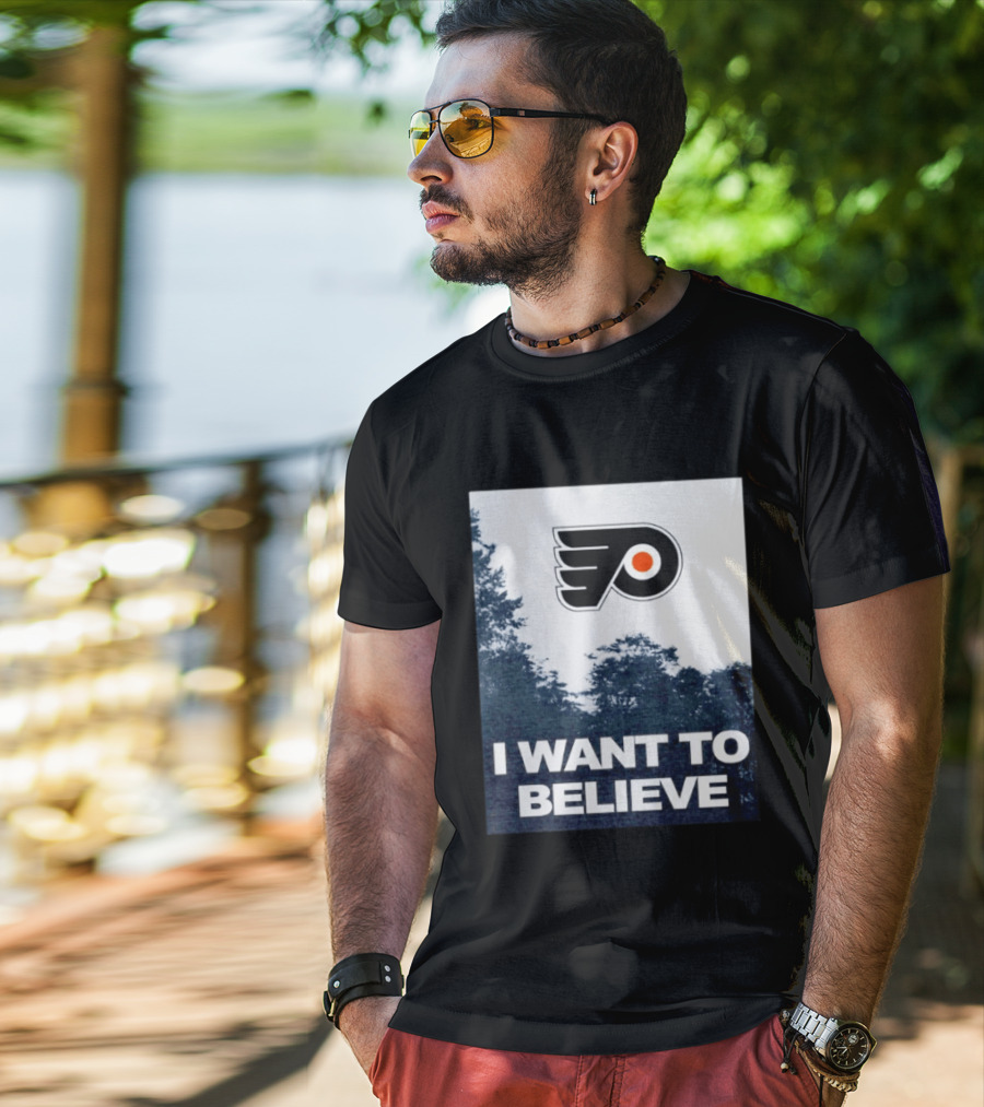 Philadelphia Flyers I Want To Believe UFO Hockey T-Shirt