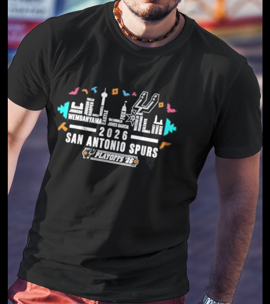 San Antonio Spurs 2026 Roster Skyline Team Spirit T-Shirt