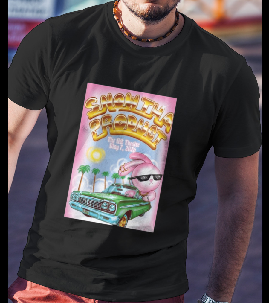 SNOW THA PRODUCT UC Theatre May 7 2026 Pink Bunny Sunglasses Lowrider Palms T-Shirt