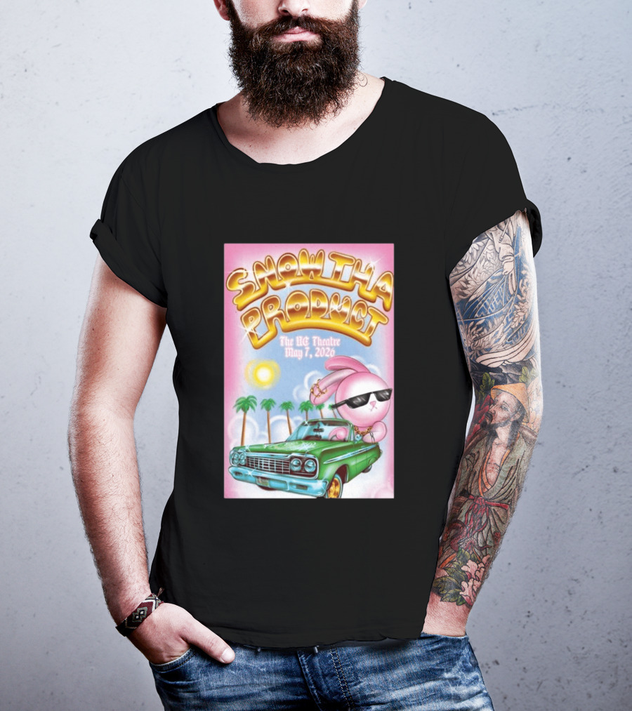 SNOW THA PRODUCT UC Theatre May 7 2026 Pink Bunny Sunglasses Lowrider Palms T-Shirt