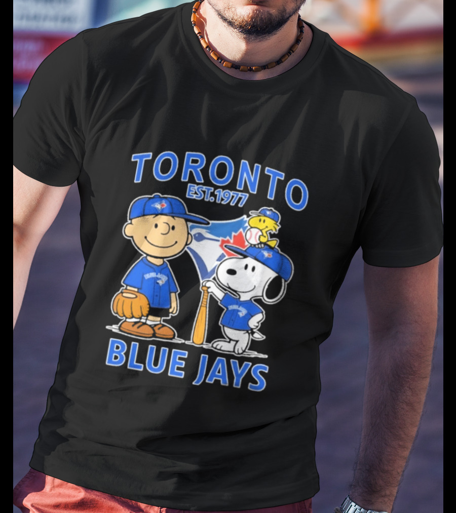 Toronto Est 1977 Blue Jays Snoopy Charlie Brown Woodstock T-Shirt