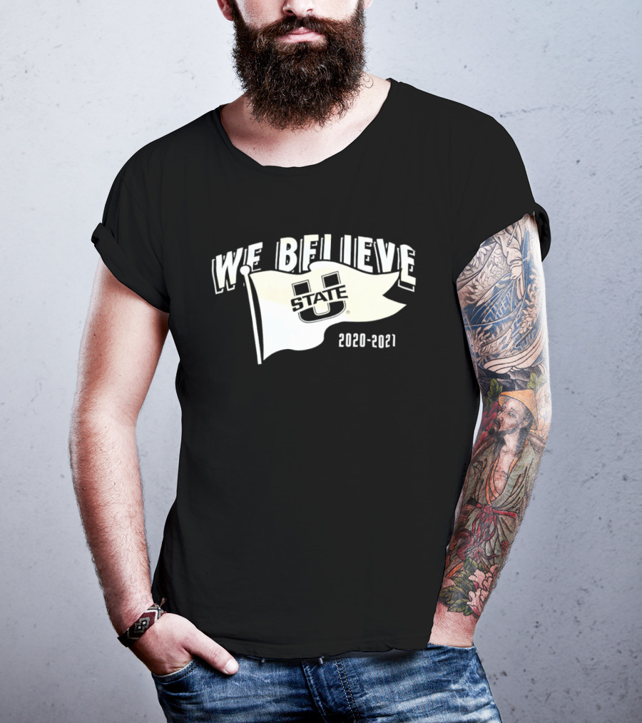 Utah State Aggies We Believe 2020 2021 Logo Flag T-Shirt