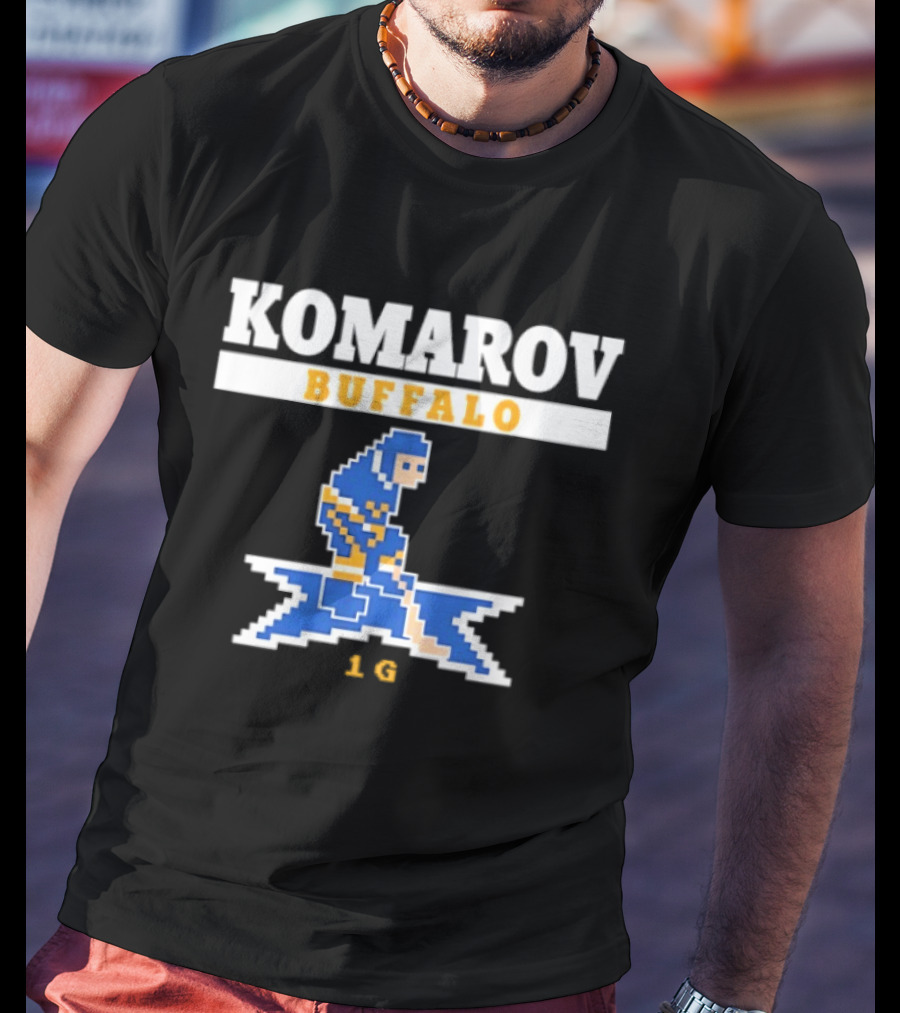 Komarov Buffalo Sabres 76 Hockey Pixel T-Shirt