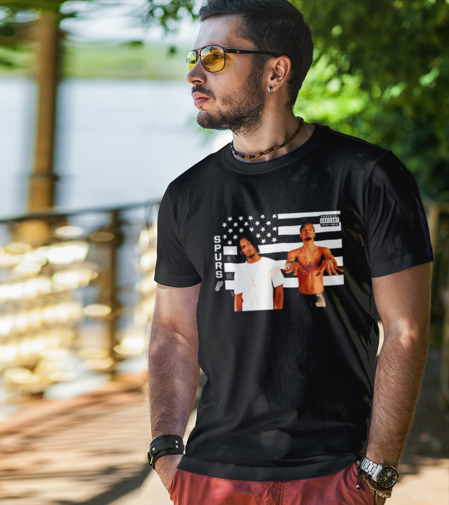 Spurs Wemby And Castle Stankonia American Flag T-Shirt