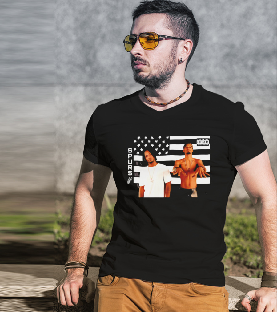 Spurs Wemby And Castle Stankonia American Flag T-Shirt