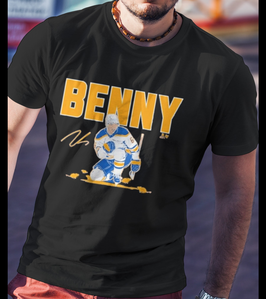 Benny 66 Hockey Player Buffalo Blue And Gold T-Shirt