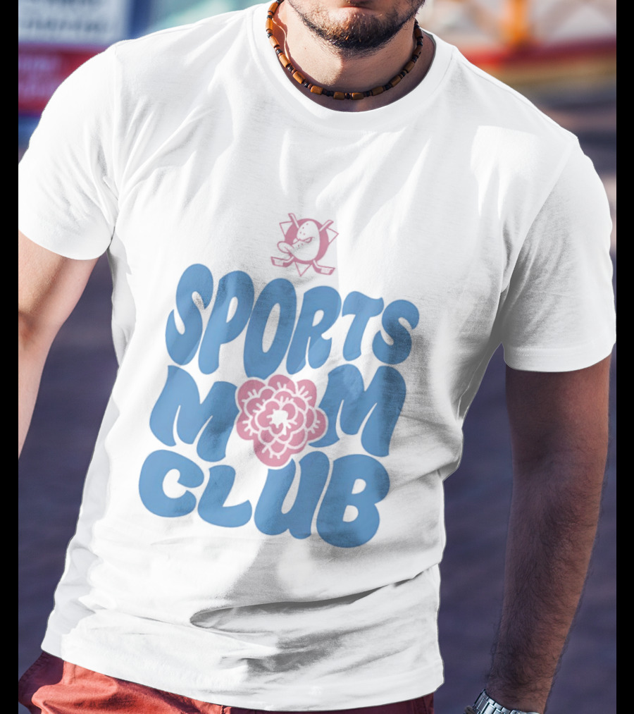 Anaheim Ducks Sports Mom Club Floral Lettering T-Shirt