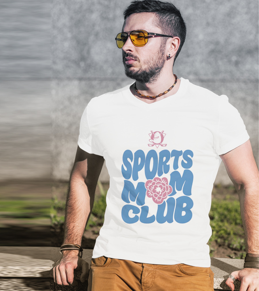 Anaheim Ducks Sports Mom Club Floral Lettering T-Shirt