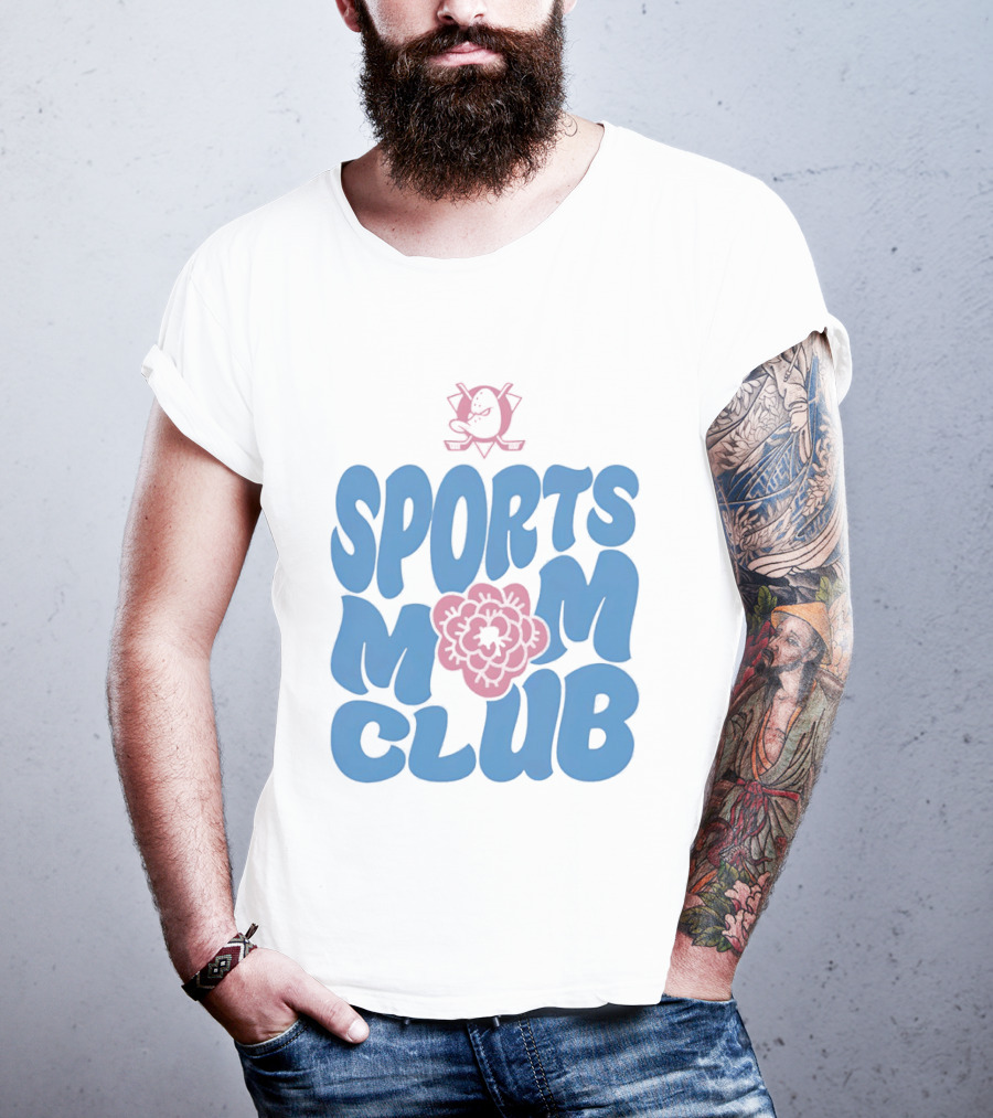 Anaheim Ducks Sports Mom Club Floral Lettering T-Shirt