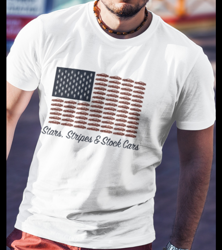 Dirtymo Media Stars Stripes Stock Cars America Flag Racing T-Shirt