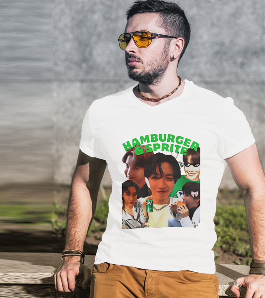 J Hope BTS Hamburger & Sprite Collage T-Shirt
