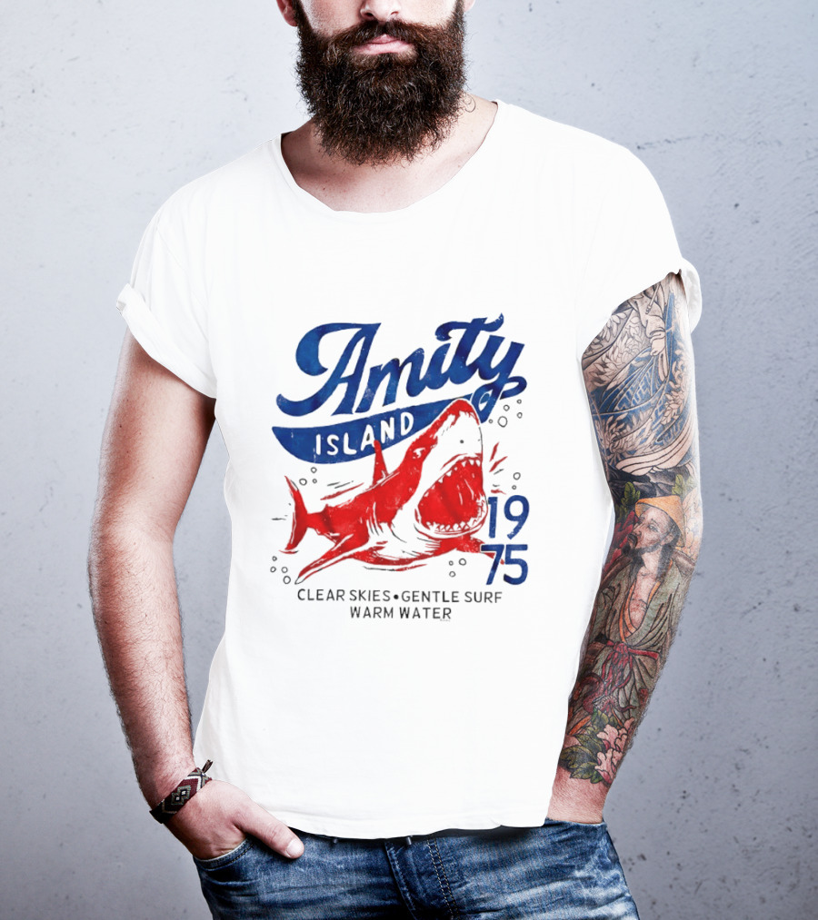 Amity Island 1975 Clear Skies Gentle Surf Warm Water Shark T-Shirt