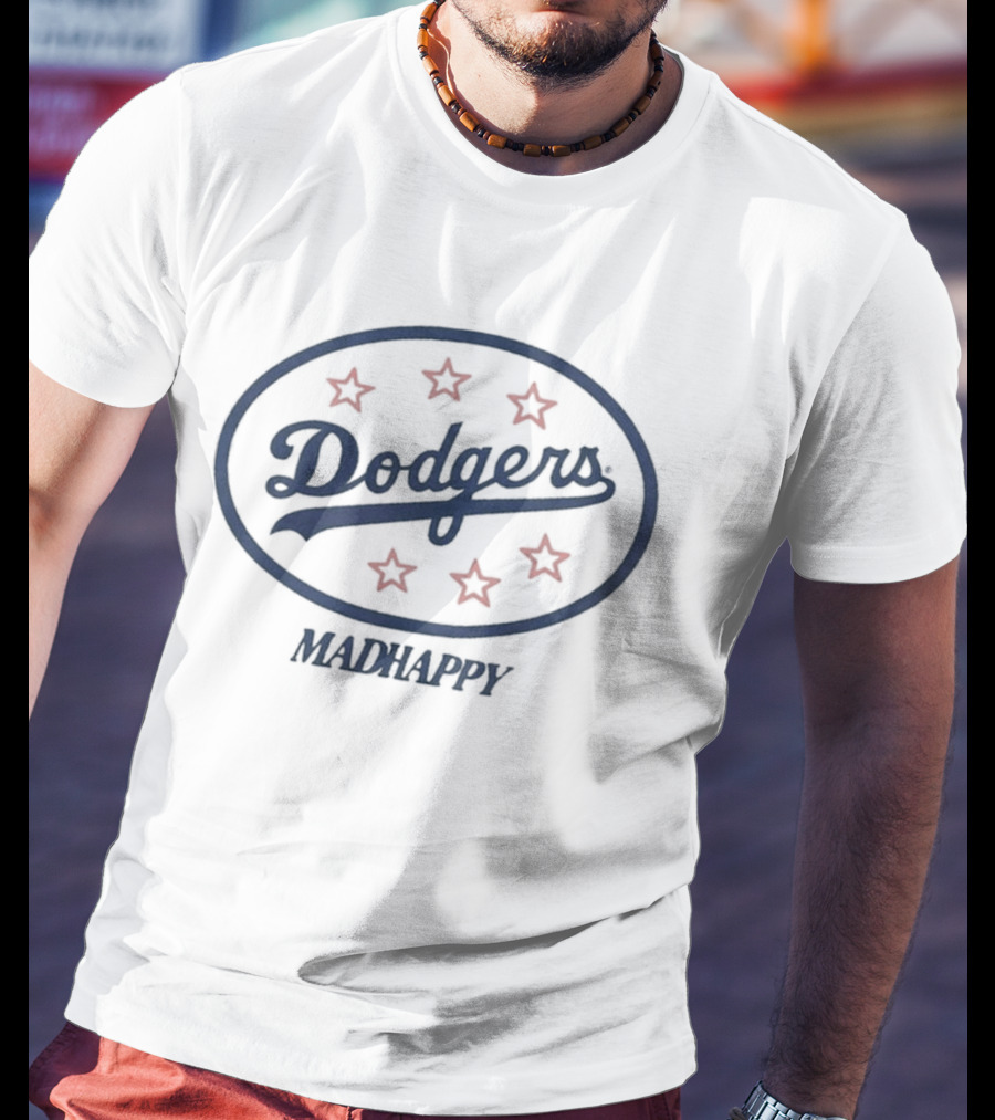 Los Angeles Dodgers Madhappy Oval Heavyweight Fleece Dodgers Stars T-Shirt