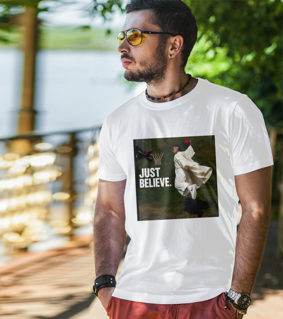 Just Believe Basketball Dunk Pope Leo T-Shirt