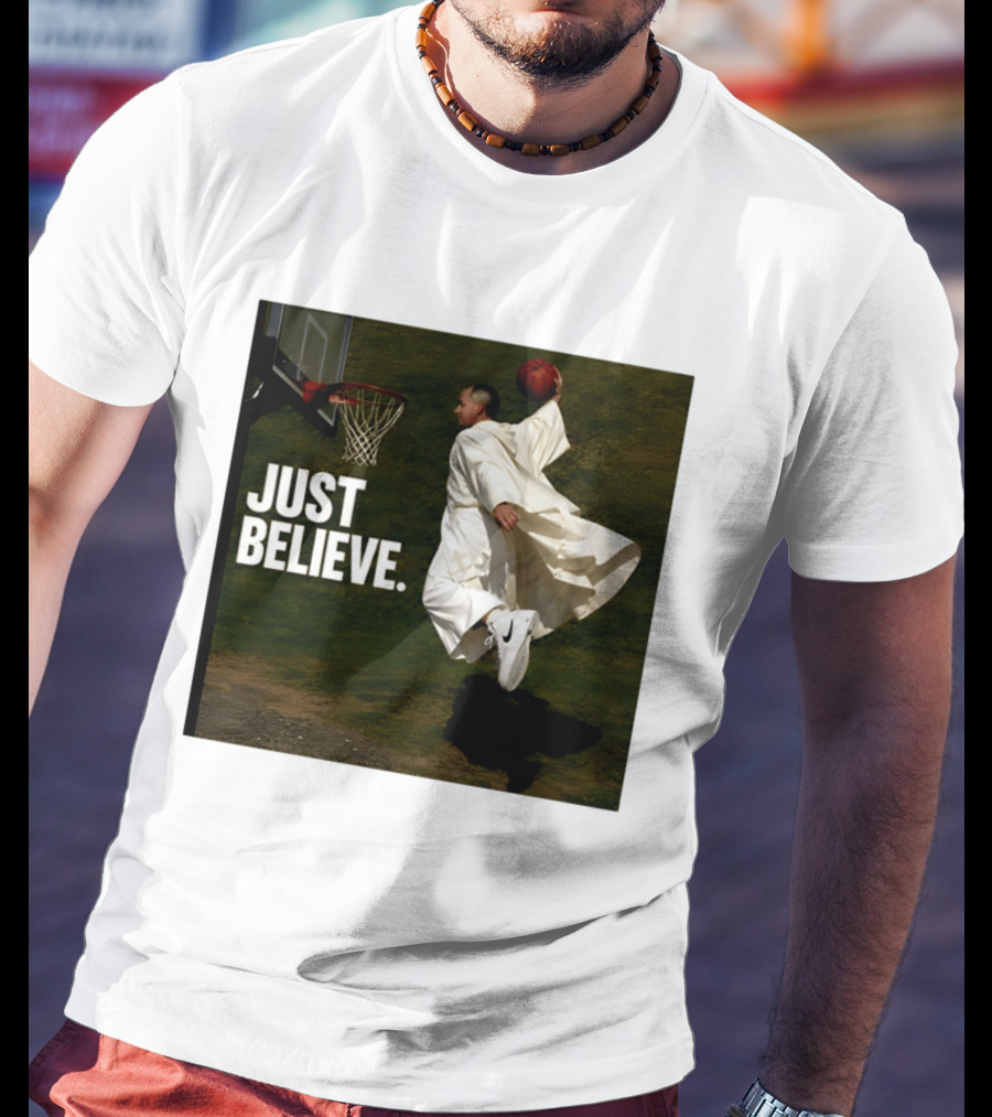 Just Believe Basketball Dunk Pope Leo T-Shirt