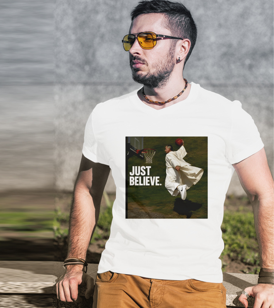 Just Believe Basketball Dunk Pope Leo T-Shirt