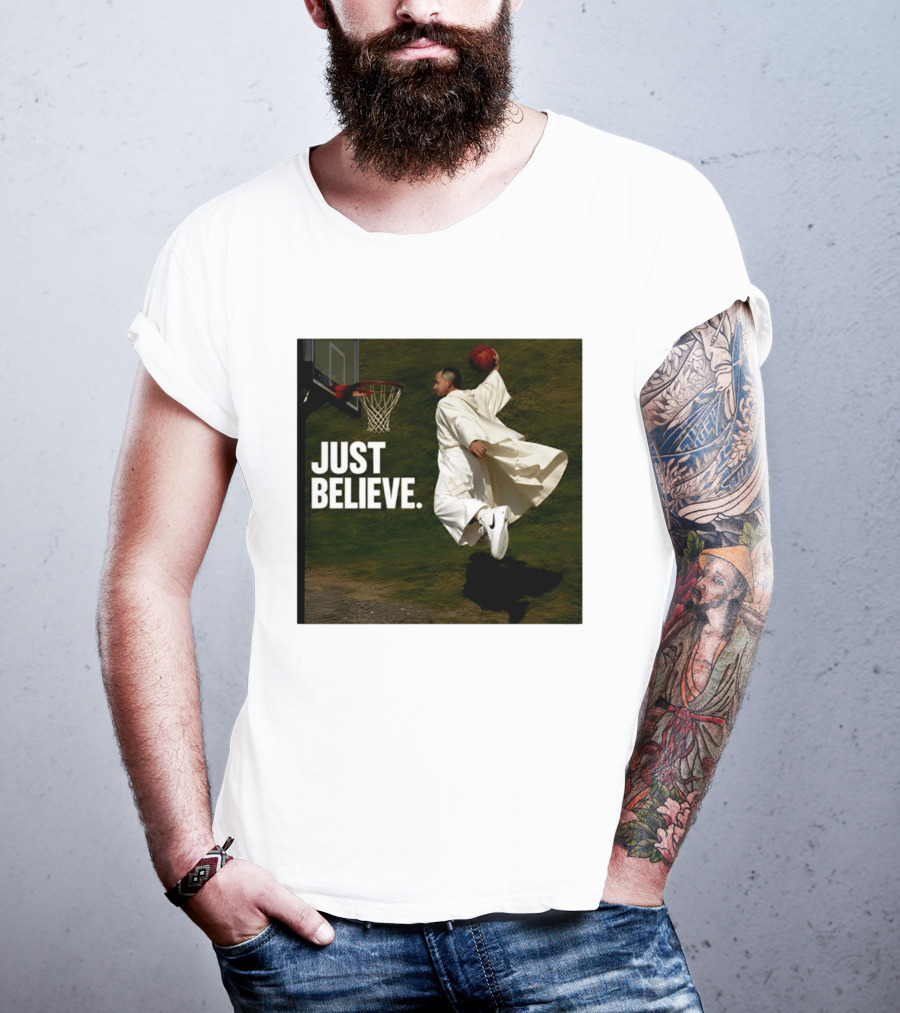 Just Believe Basketball Dunk Pope Leo T-Shirt