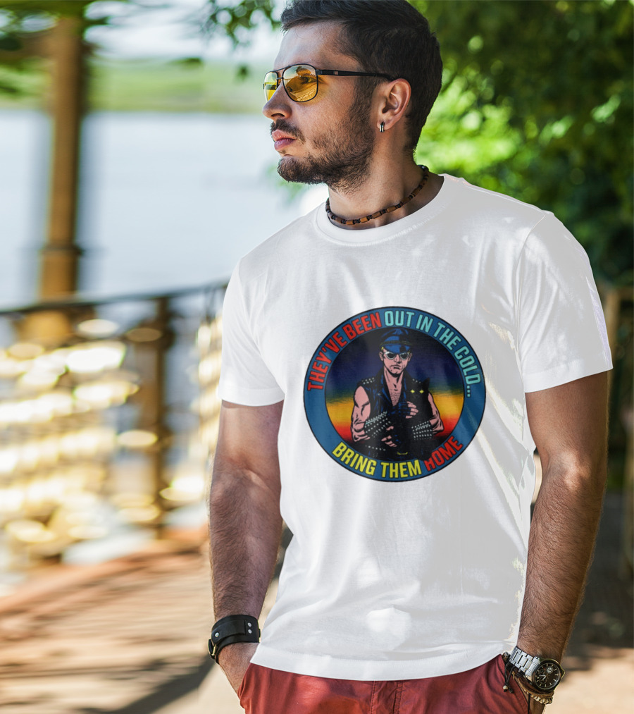 They've Been Out In The Cold Bring Them Home Biker With Black Cat T-Shirt
