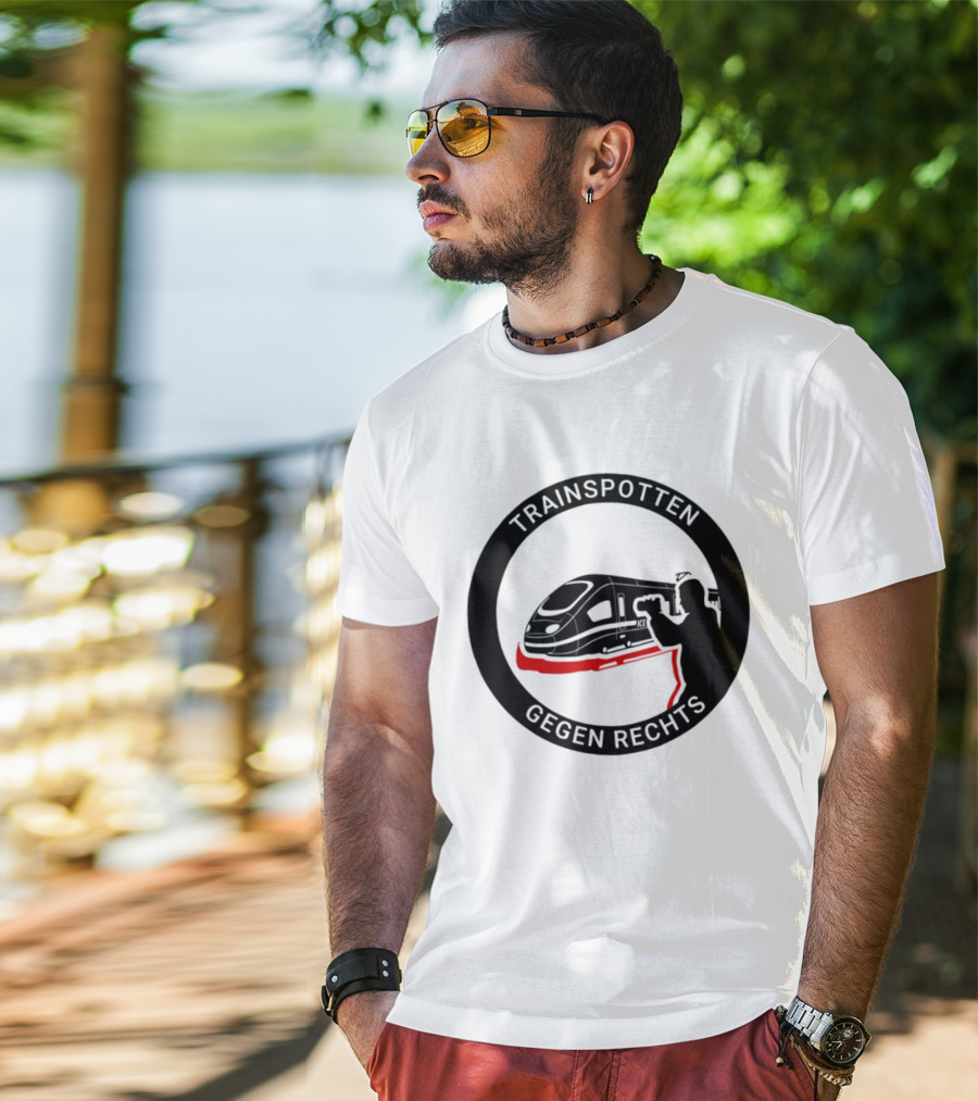 Trainspotten Gegen Rechts Train And Photographer Silhouette Anti Right Movement T-Shirt