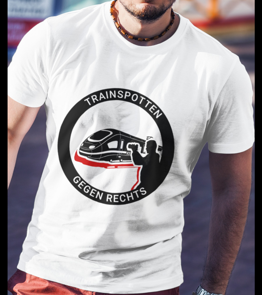 Trainspotten Gegen Rechts Train And Photographer Silhouette Anti Right Movement T-Shirt