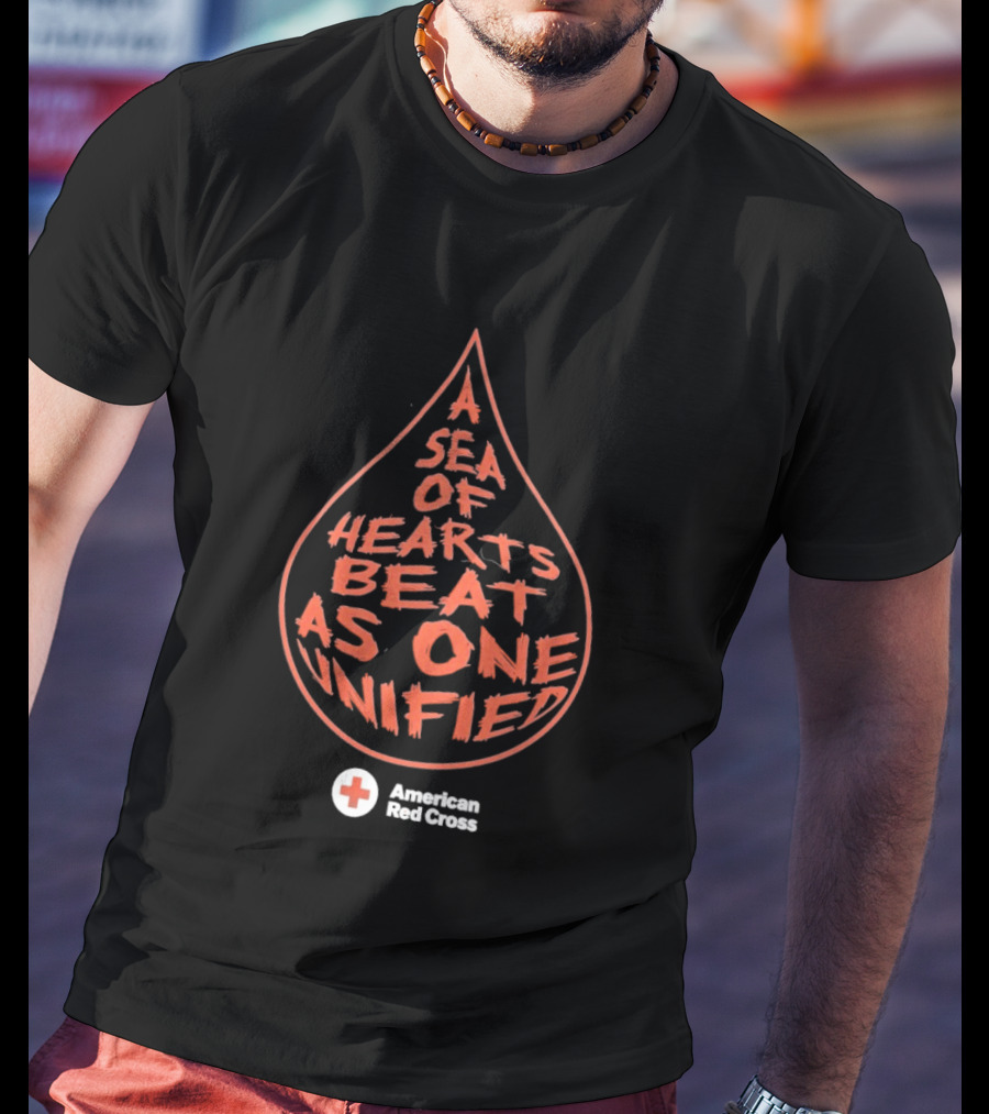 A Sea Of Hearts Beat As One Unified American Red Cross Droplet T-Shirt