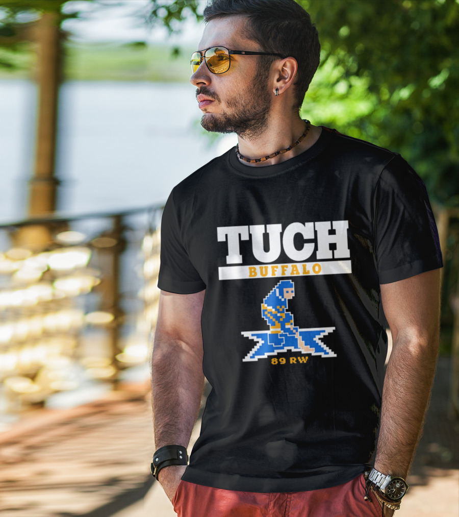 Tuch Buffalo Sabres 89 RW Classic Pixel Hockey T-Shirt