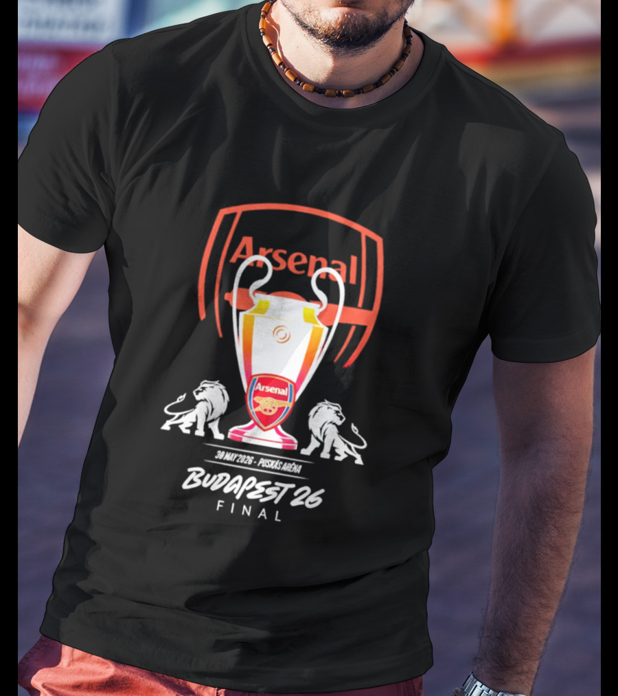 Arsenal Budapest 26 Final Champions League Trophy Lions T-Shirt
