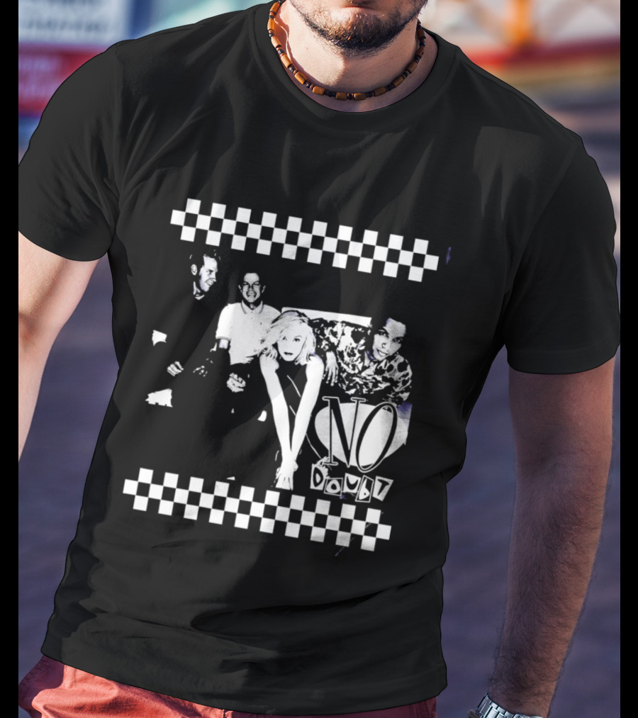 No Doubt Band Gwen Stefani Tony Kanal Eric Stefani Checkered T-Shirt