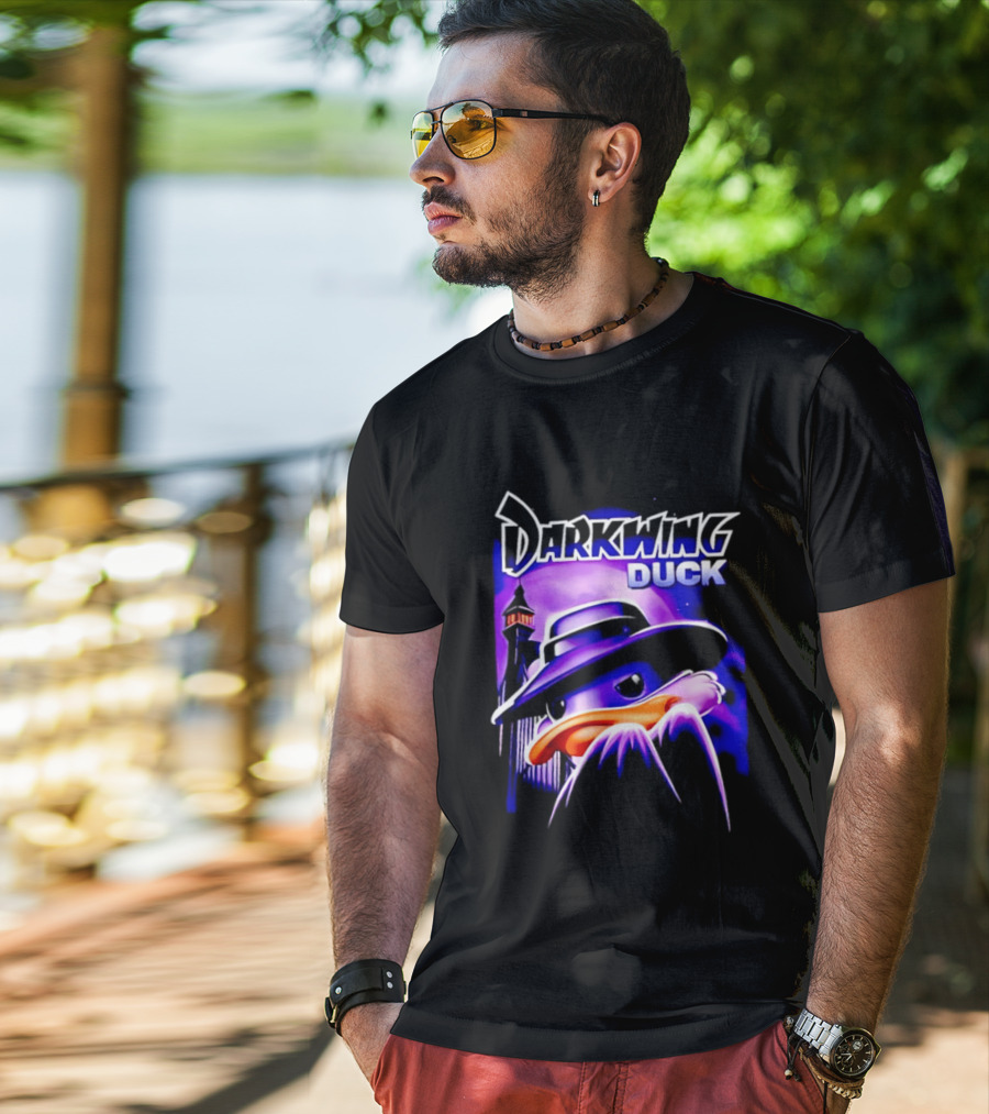 Darkwing Duck Funko Figure Iconic Character With Hat And Cityscape T-Shirt