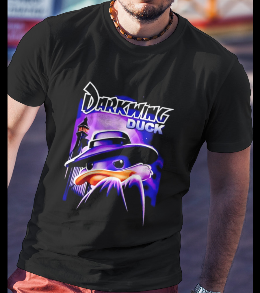 Darkwing Duck Funko Figure Iconic Character With Hat And Cityscape T-Shirt