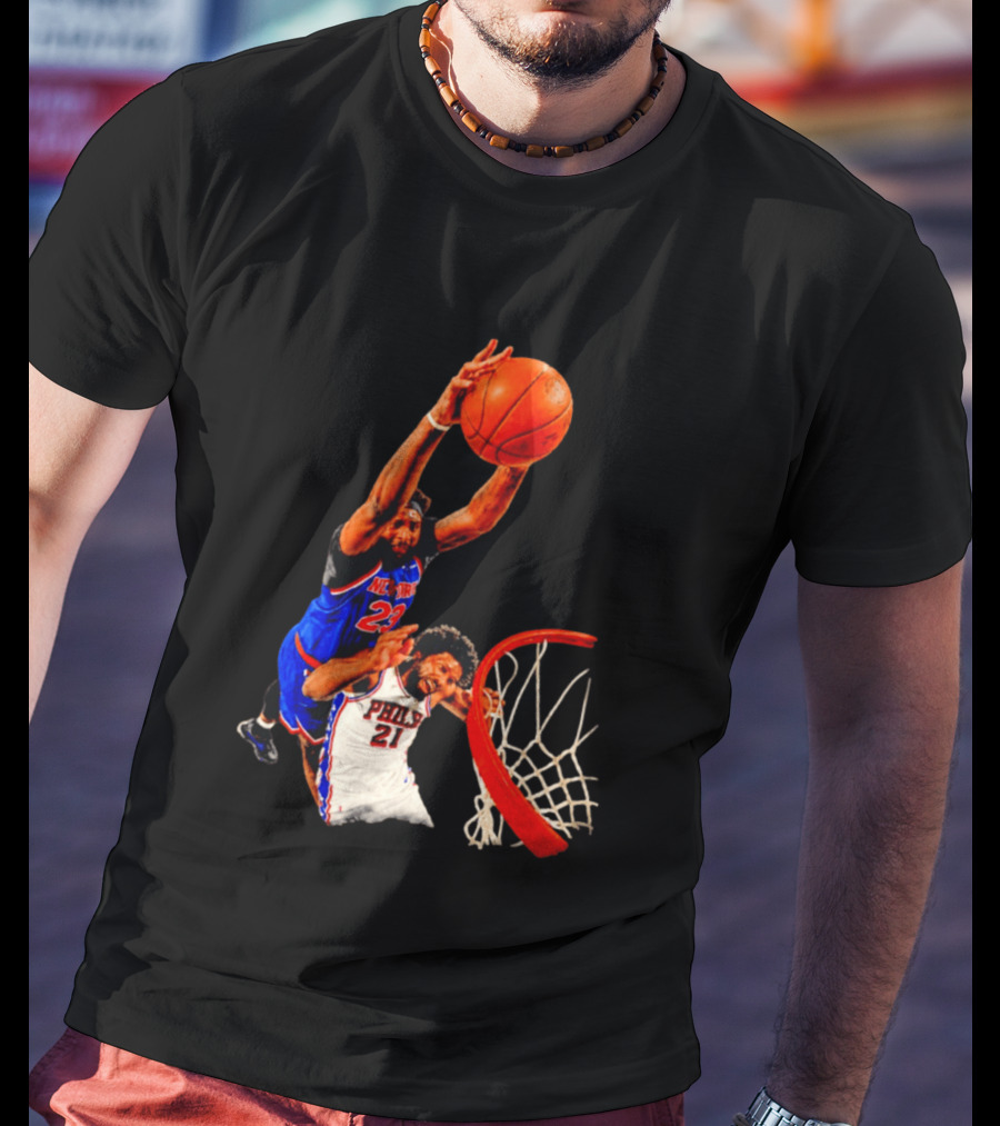 New York Knicks Mitchell Robinson Dunking On Philadelphia 2026 T-Shirt