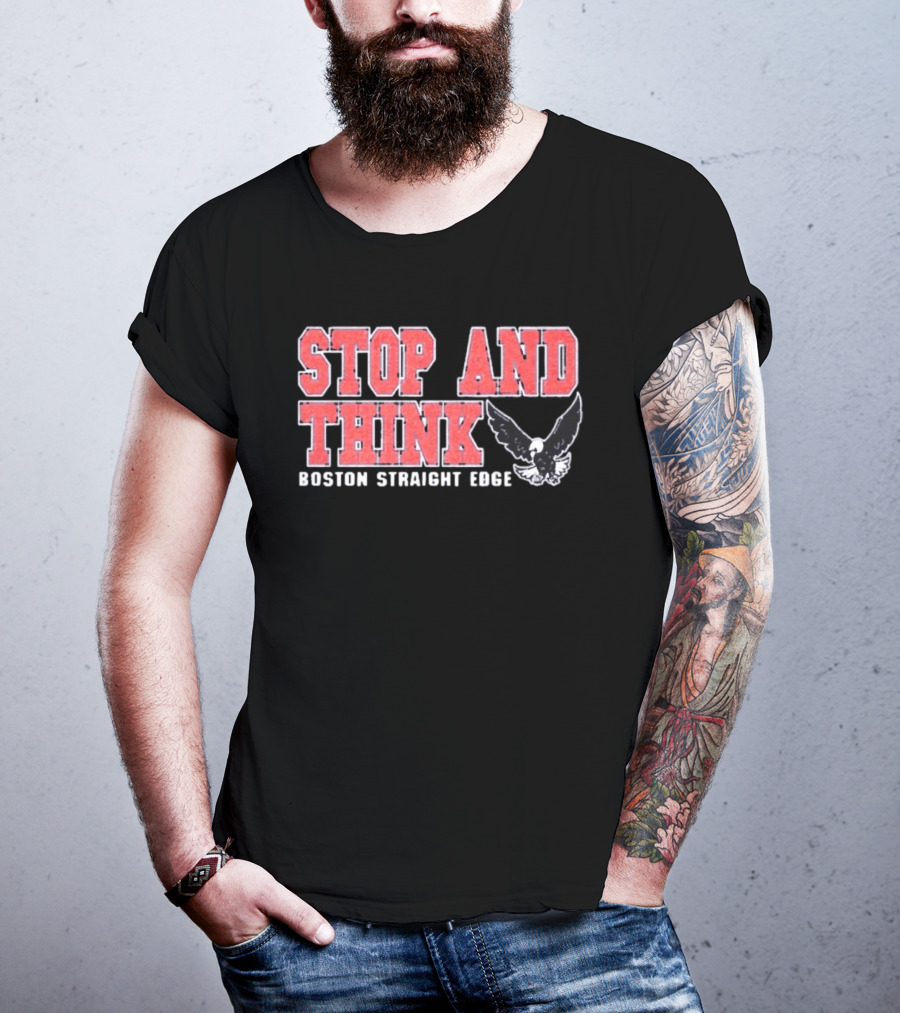 Stop And Think Boston Straight Edge Bold Eagle T-Shirt