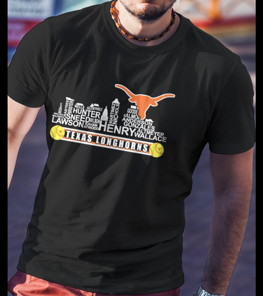 Texas Longhorns Softball Henry Anderson Hunter Skyline T-Shirt