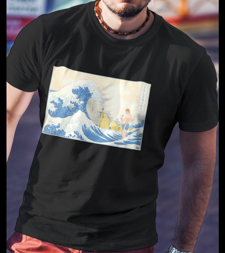 The Great Wave Salthill Swimmer And Diving Board Scene T-Shirt