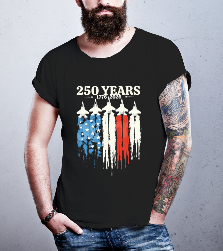 250 Years 1776 2026 USA Semiquincentennial Jets And Flag T-Shirt