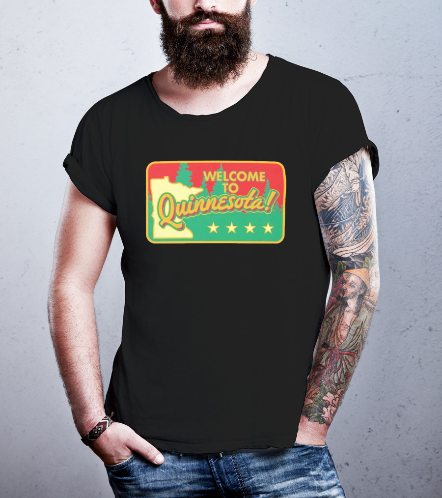 Welcome To Quinnesota State Map Forest Theme With Stars T-Shirt