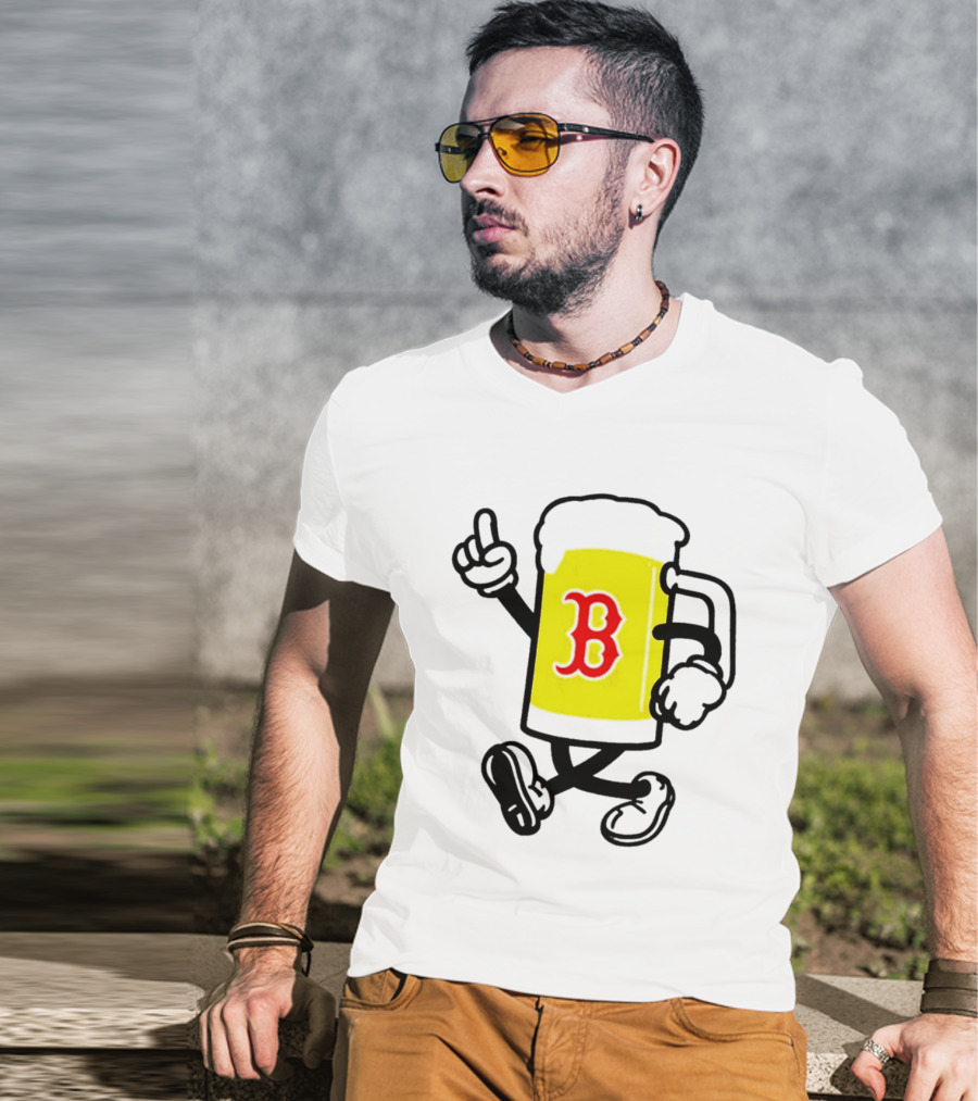2026 Red Sox Beer With Walking Foam And Red B T-Shirt
