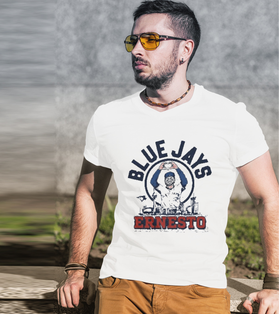 Blue Jays Ernesto Skyline Catch Celebration T-Shirt