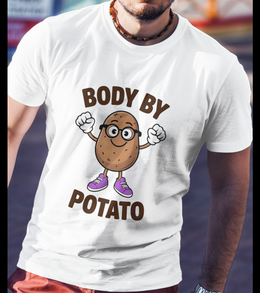 Body By Potato Cartoon Potato With Glasses And Sneakers T-Shirt