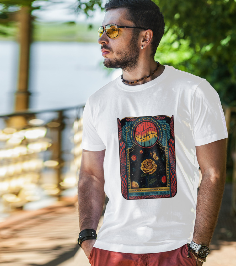 Dave Matthews Band May 9 2026 Dos Equis Pavilion Dallas TX Retro Psychedelic Butterfly Rose Planet T-Shirt