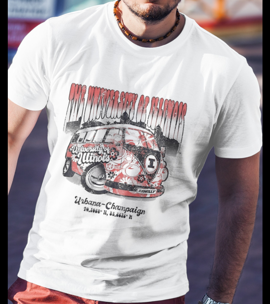 The University Of Illinois Urbana Champaign Fighting Illini Retro Bus T-Shirt
