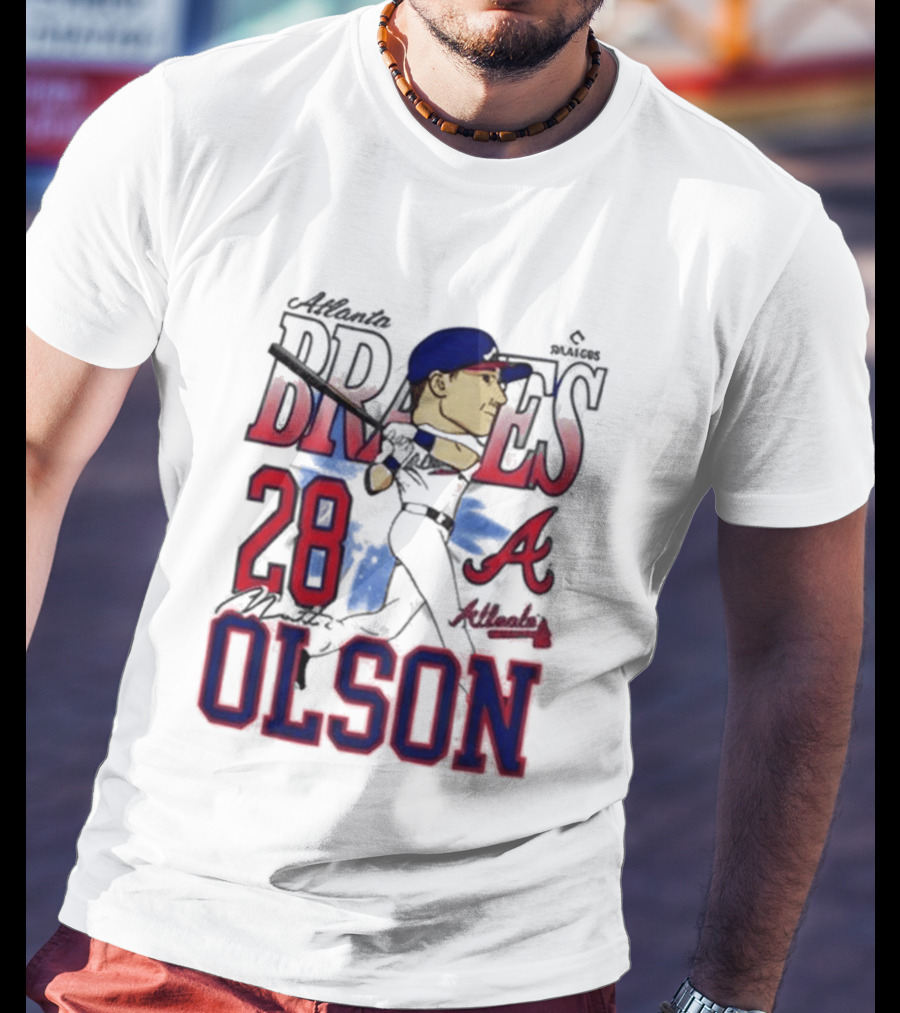 Atlanta Braves 28 Olson Caricature T-Shirt
