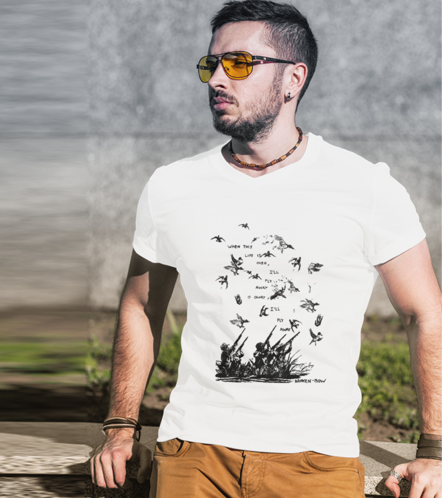 When This Life Is Over I'll Fly Away Glory Bird Silhouette Clouds T-Shirt